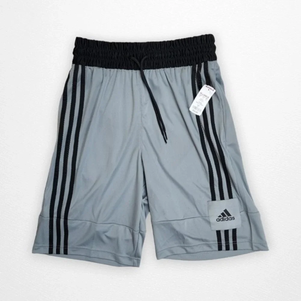 New!‎ Adidas Men's Aeroready Basketball Shorts - Gray Black 3 Stripes Sz S